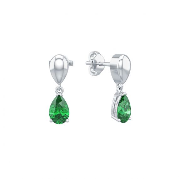 Boucles d'oreilles Dualité en Argent, Emeraude 1