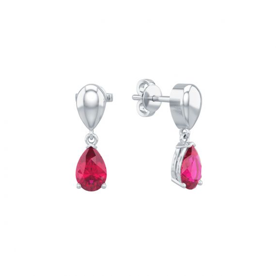 Boucles d'oreilles Dualité en Or Blanc 18 cts Rubis 1