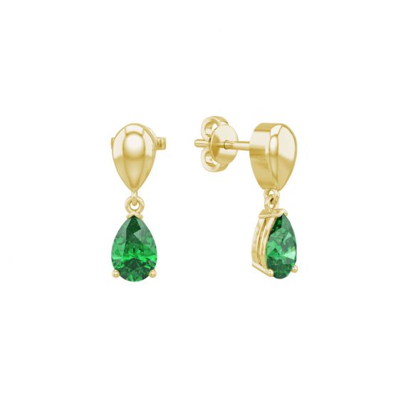 Boucles d'oreilles Dualité en Or Jaune 18 cts Emeraude 1