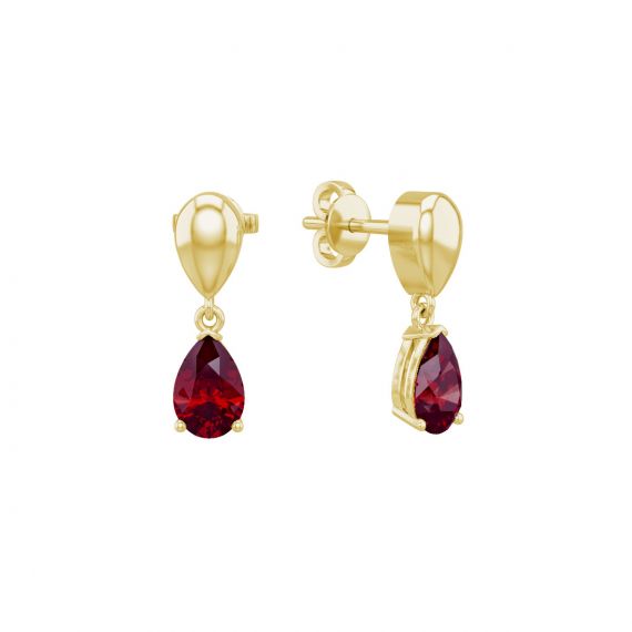 Boucles d'oreilles Dualité en Or Jaune 18 cts Grenat 1