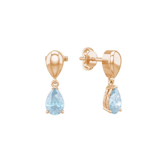 Boucles d'oreilles Dualité en Or Rose 18 cts Aigue-Marine 1