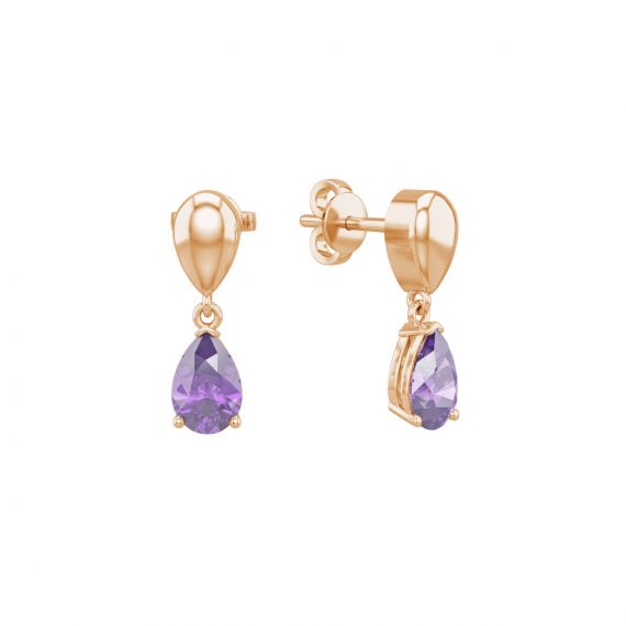 Boucles d'oreilles Dualité en Or Rose 18 cts Améthyste 1