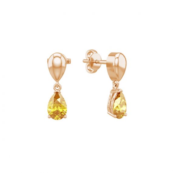 Boucles d'oreilles Dualité en Or Rose 18 cts Citrine 1