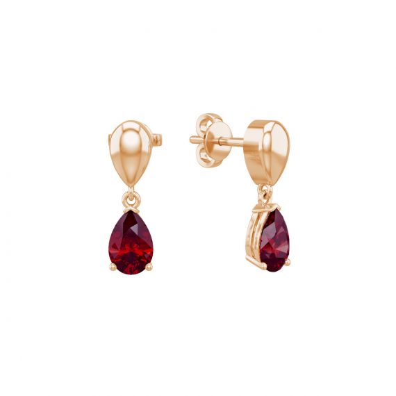 Boucles d'oreilles Dualité en Or Rose 18 cts Grenat 1