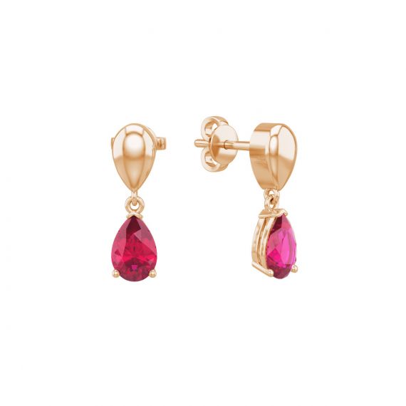 Boucles d'oreilles Dualité en Or Rose 18 cts Rubis 1