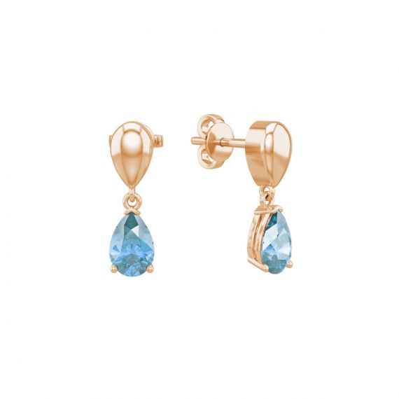 Boucles d'oreilles Dualité en Or Rose 18 cts Aigue-Marine 1