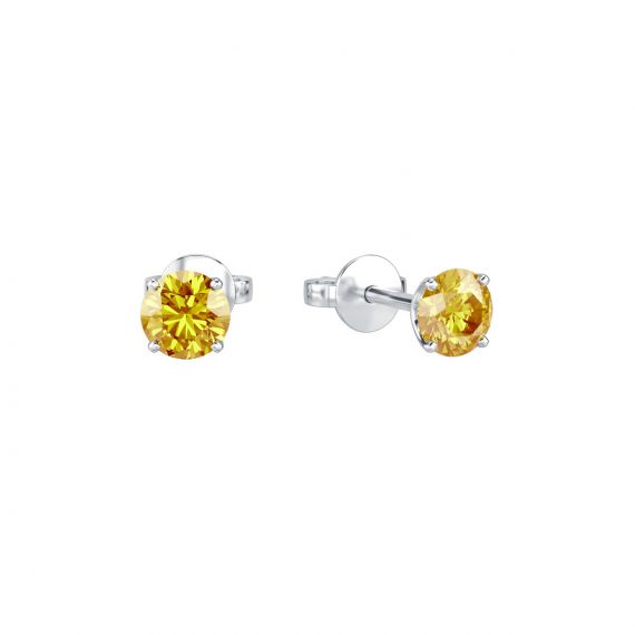 Boucles d'oreilles solitaires Etincelle en Argent, Citrine 1