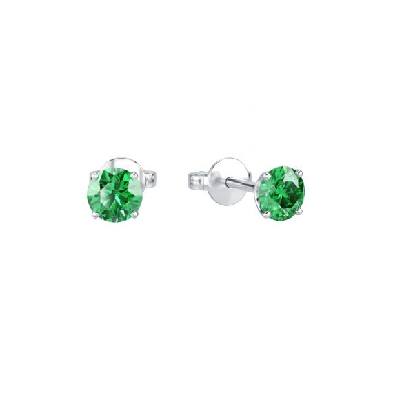 Boucles d'oreilles solitaires Etincelle en Argent Emeraude 1