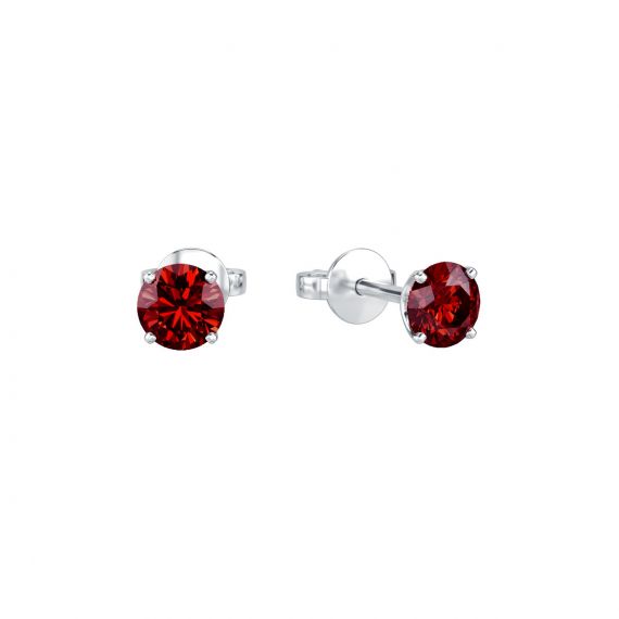 Boucles d'oreilles solitaires Etincelle en Argent Grenat 1