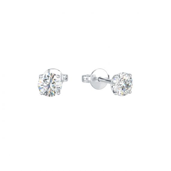 Boucles d'oreilles solitaires Etincelle en Argent, Moissanite 1