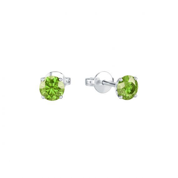 Boucles d'oreilles solitaires Etincelle en Argent, Peridot 1