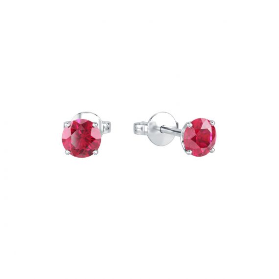 Boucles d'oreilles solitaires Etincelle en Argent, Rubis 1