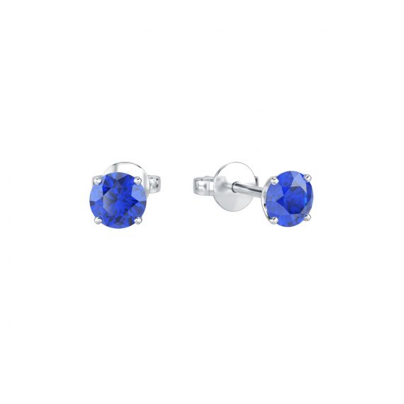 Boucles d'oreilles solitaires Etincelle en Argent, Saphir 1