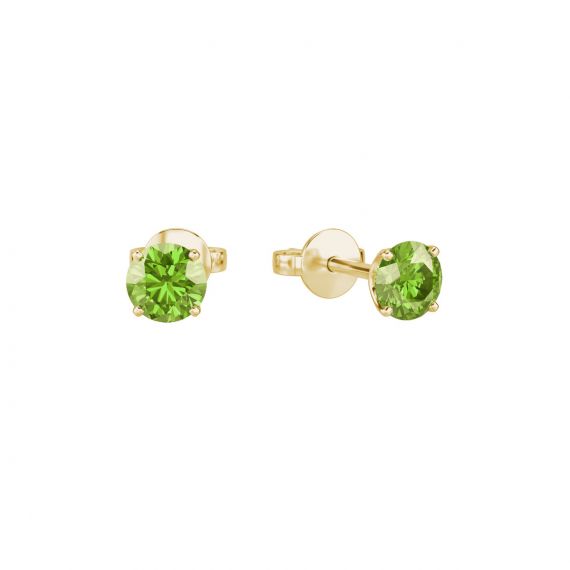 Boucles d'oreilles solitaires Etincelle en Or Blanc 18 cts Peridot 1