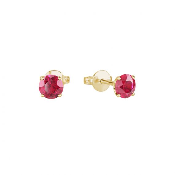 Boucles d'oreilles solitaires Etincelle en Or Blanc 18 cts Rubis 1