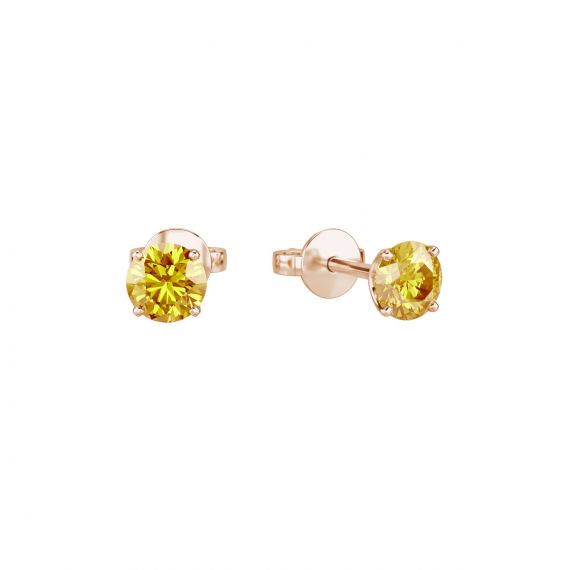 Boucles d'oreilles solitaires Etincelle en Or Blanc 18 cts Citrine 1