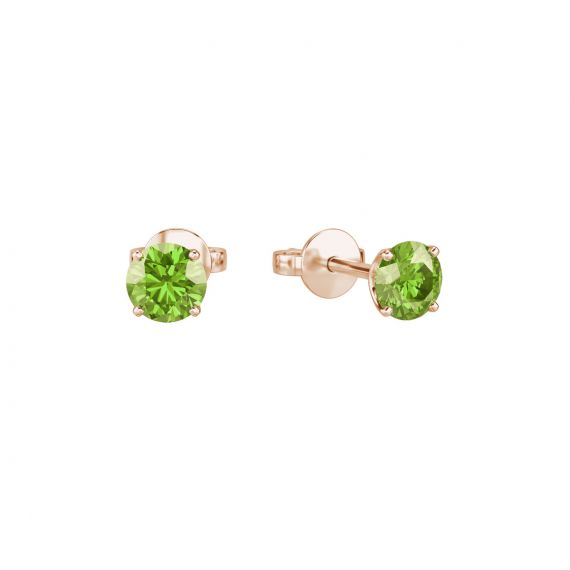 Boucles d'oreilles solitaires Etincelle en Or Blanc 18 cts Peridot 1