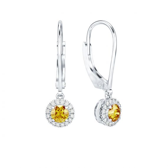 Boucles d'oreilles Halo Grace en Argent Citrine et Diamants 1