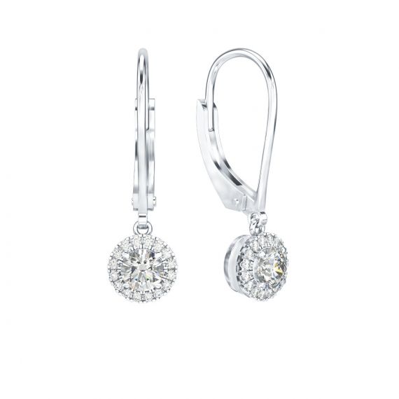 Boucles d'oreilles Halo Grace en Argent Diamant 1