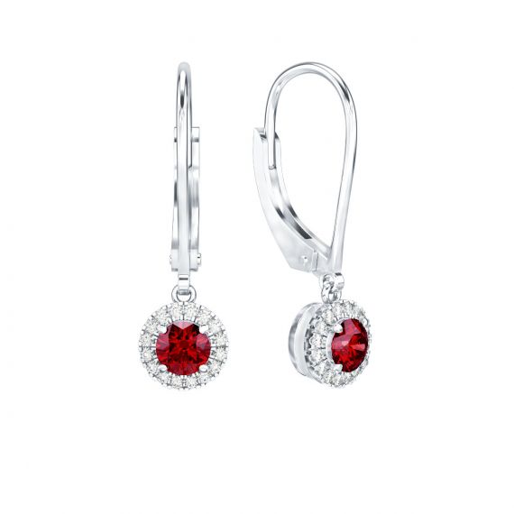 Boucles d'oreilles Halo Grace en Argent Grenat et Diamant 1