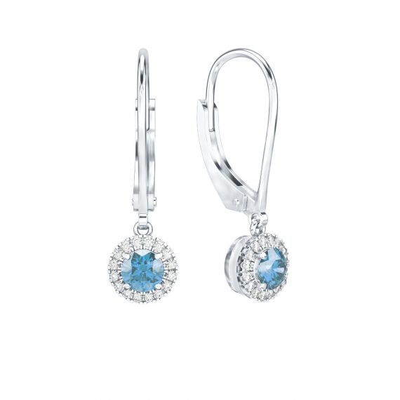 Boucles d'oreilles Halo Grace en Argent Topaze et Diamant 1