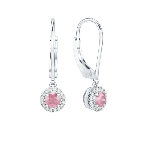 Boucles d'oreilles Halo Grace en Argent Tourmaline et Diamant 1