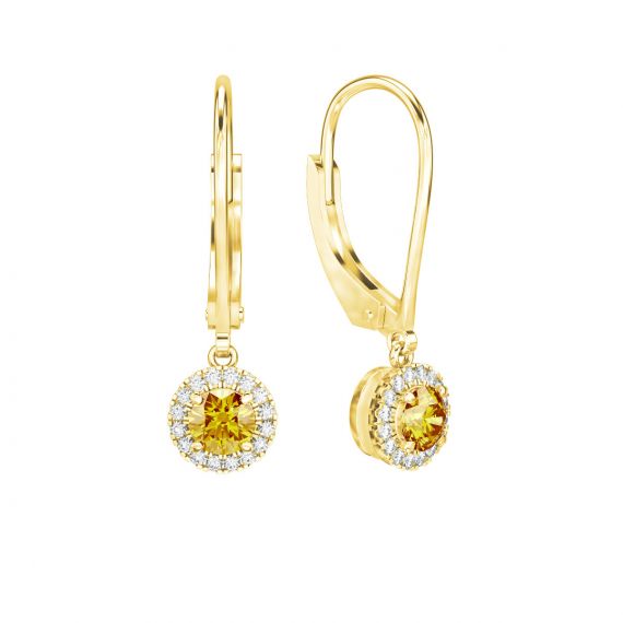 Boucles d'oreilles Halo Grace en Or Jaune 18 cts Citrine et Diamant 1