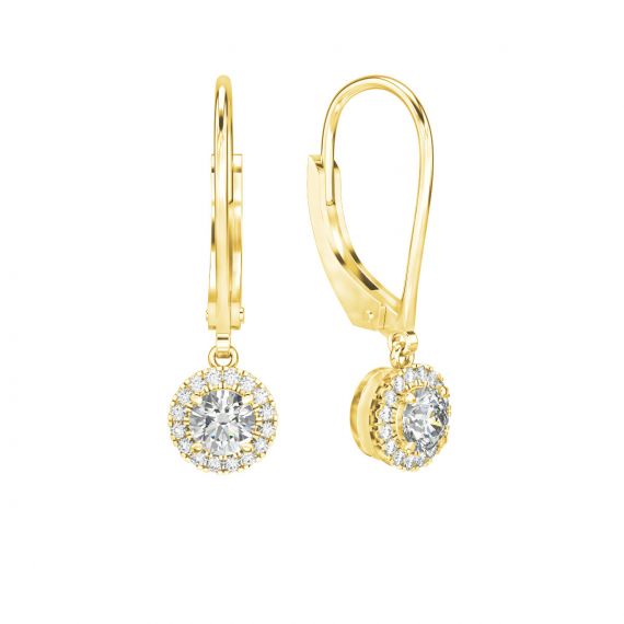 Boucles d'oreilles Halo Grace en Or Jaune 18 cts Diamant 1