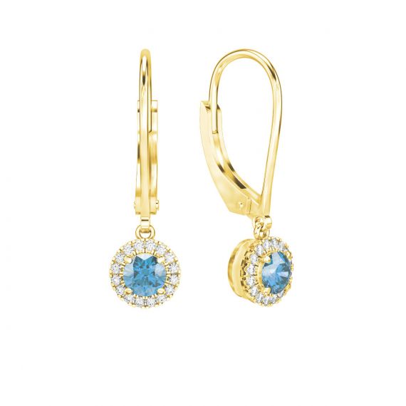 Boucles d'oreilles Halo Grace en Or Jaune 18 cts Topaze et Diamant 1