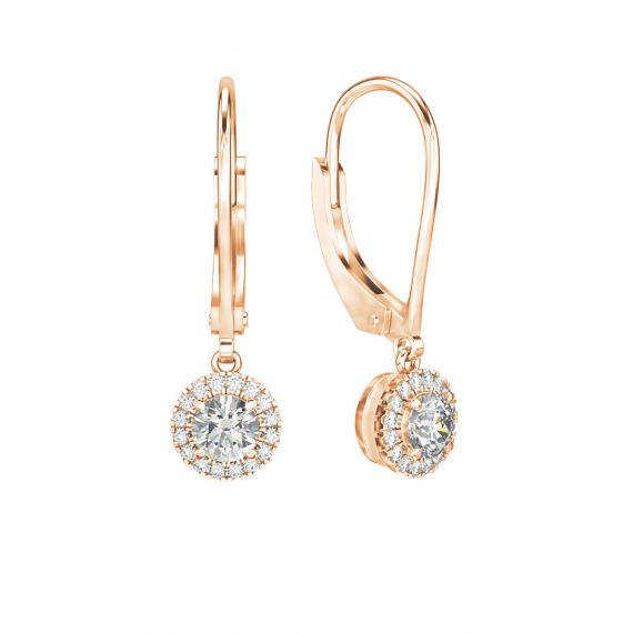 Boucles d'oreilles Halo Grace en Or Rose 18 cts Moissanite 1