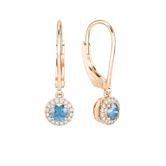 Boucles d'oreilles Halo Grace en Or Rose 18 cts Topaze et Diamant 1