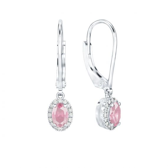 Boucles d'oreilles Halo Grace Ovale Ovale en Argent Tourmaline et Diamant 1