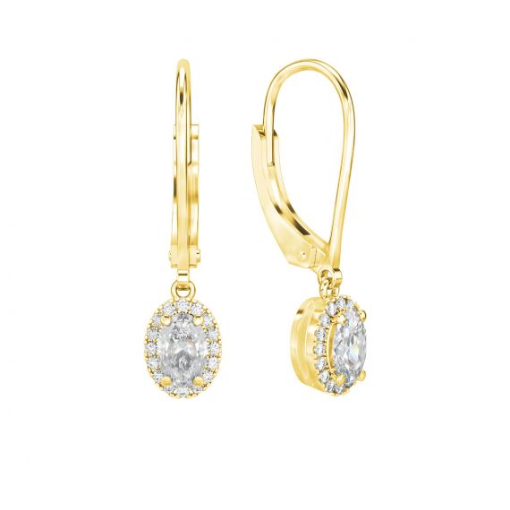 Boucles d'oreilles Halo Grace Ovale Ovale en Or Jaune 18 cts Diamant 1