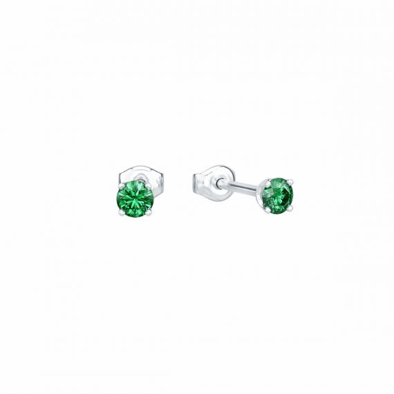 Boucles d'oreilles Mini Etincelle en Argent, Emeraude 1