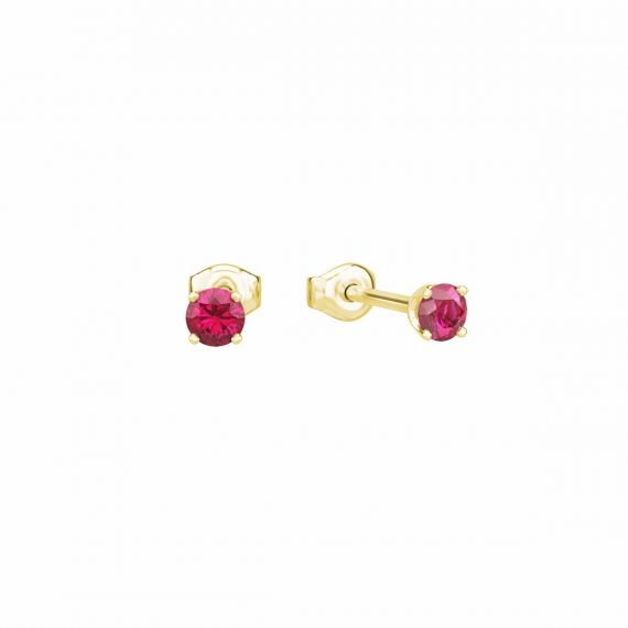 Boucles d'oreilles Mini Etincelle en Or Jaune 18 cts, Rubis 1