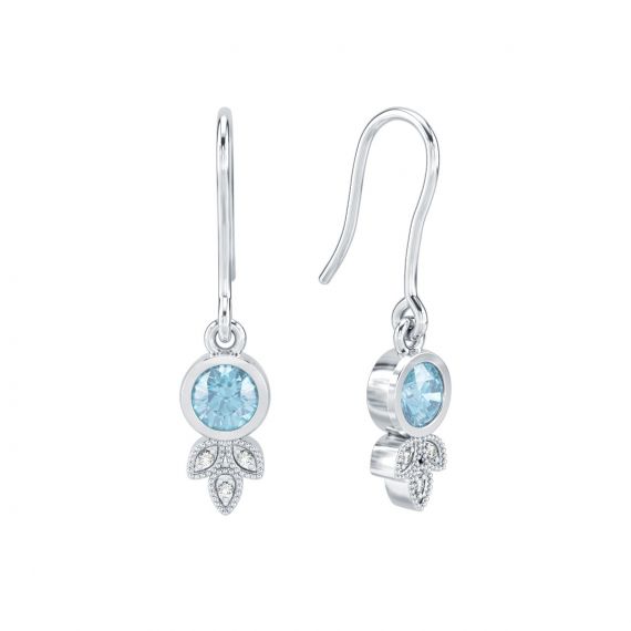 Boucles d'oreilles Tiana en Argent Aigue Marine et Diamant 1