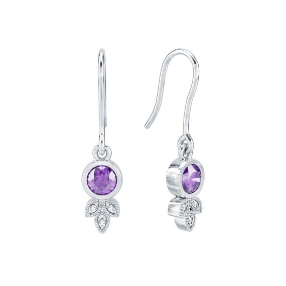 Boucles d'oreilles Tiana en Argent Améthyste et Diamant 1