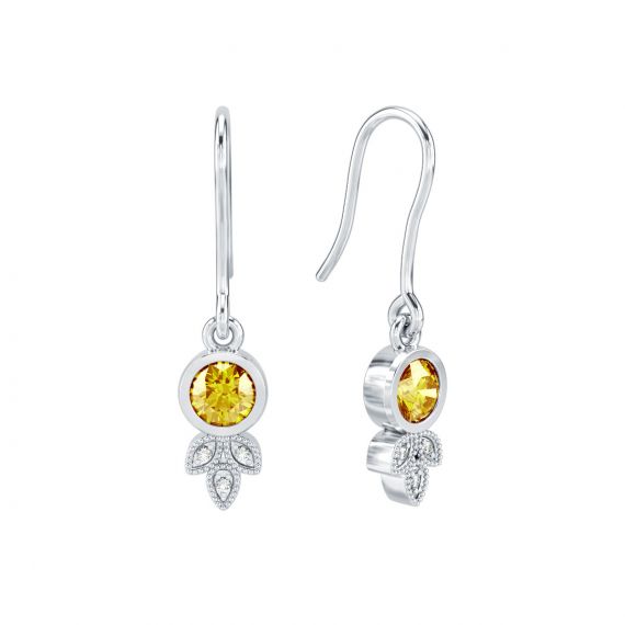 Boucles d'oreilles Tiana en Argent Citrine et Diamants 1