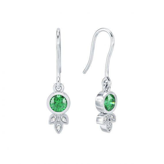 Boucles d'oreilles Tiana en Argent Emeraude et Diamant 1