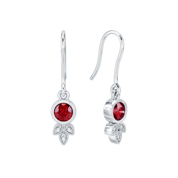 Boucles d'oreilles Tiana en Argent Grenat et Diamant 1