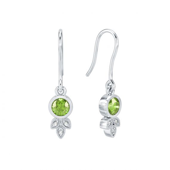 Boucles d'oreilles Tiana en Argent Peridot et Diamant 1