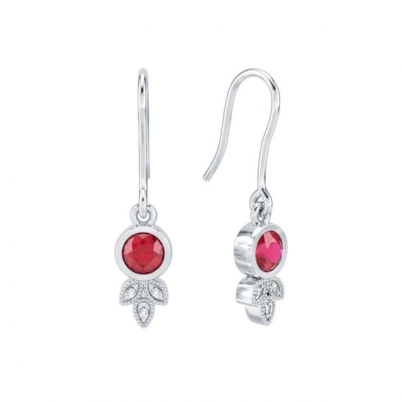 Boucles d'oreilles Tiana en Argent Rubis et Diamant 1