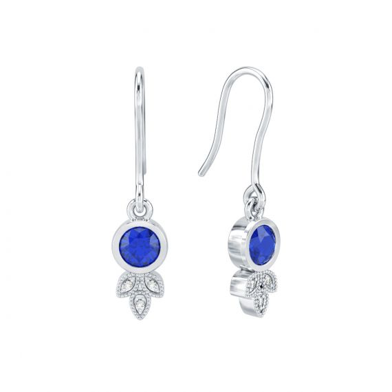 Boucles d'oreilles Tiana en Argent Saphir et Diamant 1