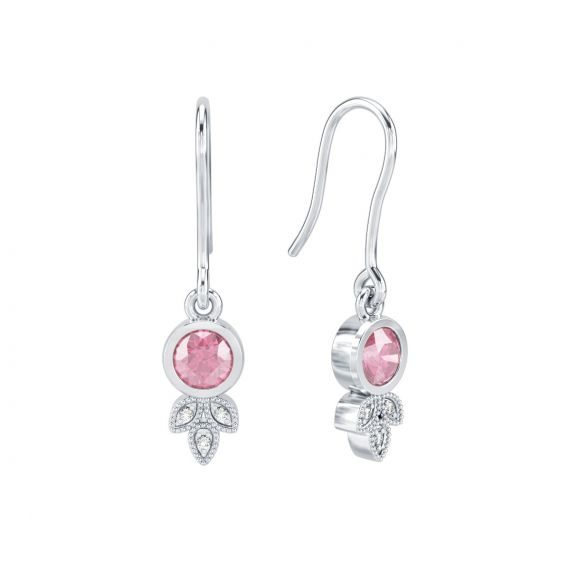 Boucles d'oreilles Tiana en Argent Tourmaline et Diamant 1