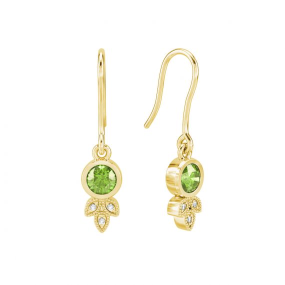 Boucles d'oreilles Tiana en Or Jaune 18 cts Peridot et Diamant 1