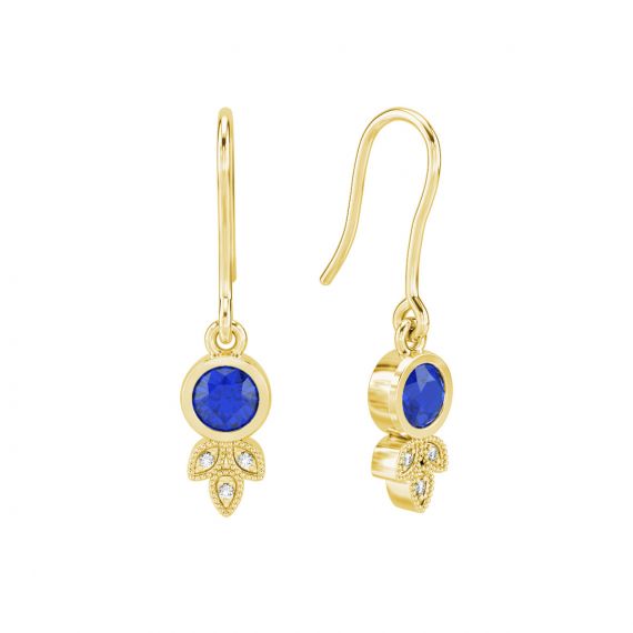 Boucles d'oreilles Tiana en Or Jaune 18 cts Saphir et Diamant 1