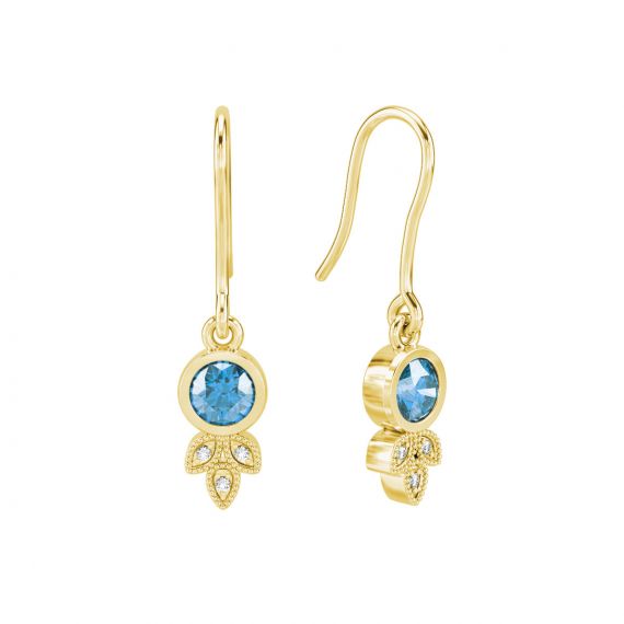 Boucles d'oreilles Tiana en Or Jaune 18 cts Topaze et Diamant 1