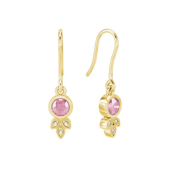 Boucles d'oreilles Tiana en Or Jaune 18 cts Tourmaline et Diamant 1