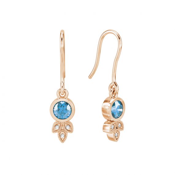 Boucles d'oreilles Tiana en Or Rose 18 cts Topaze et Diamant 1