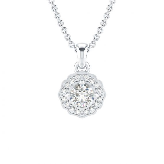 Pendentif Fleur Belle en Argent Diamant 1